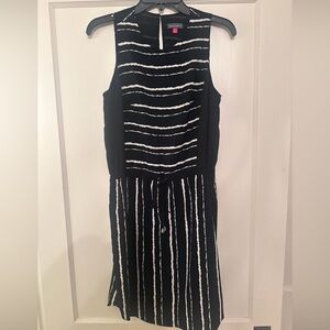 Vince Camuto 4 Women’s Sleeveless Dress Elastic Waist Drawstring Black/Cream